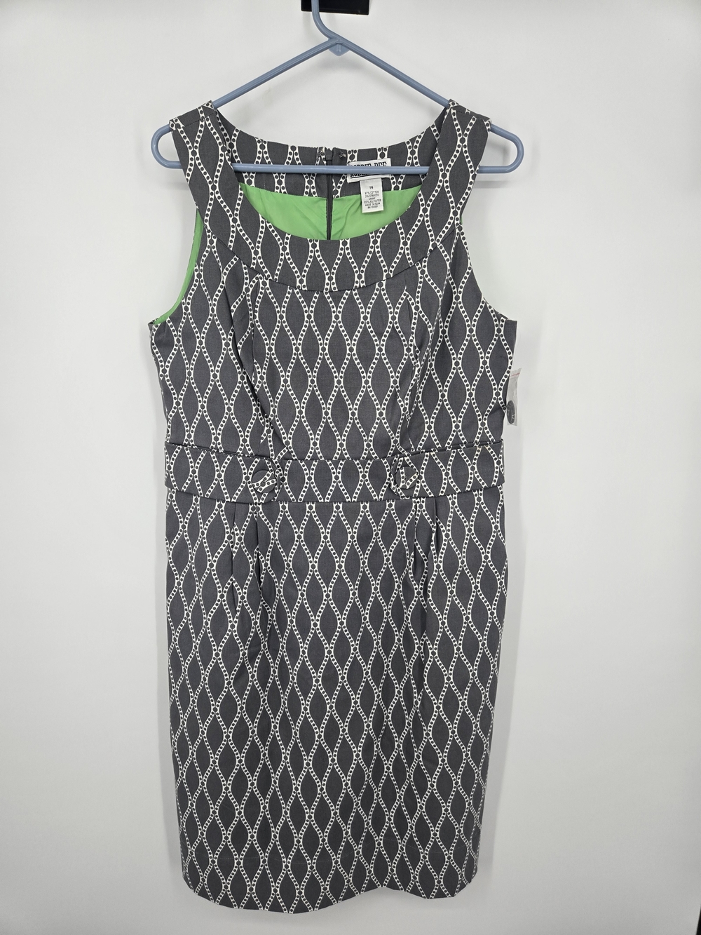 Robbie Bee Black & White Chain-Link Sleeveless Midi Dress Size 14 (7868)